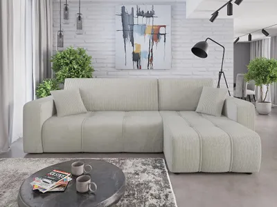 Produktbild von Ecksofa mit Schlaffunktion Sofa DAGNY in Stoff Poso Hellgrau Ottomane Rechts