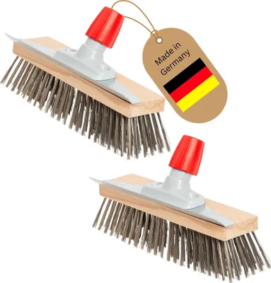Image de Novaliv 2x balai métallique robuste Mousse - Elimination efficace de la mousse, brosse métallique, 6 rangées de poils métalliques, pour pavés & jardin, balai en acier, gratte-mousse, balai à pizza, brosse pour pierre à pizza