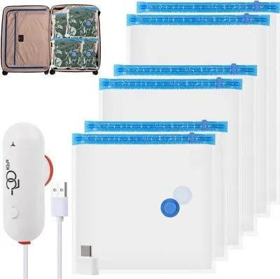 Immagine prodotto di Sacchetti sottovuoto da viaggio, 6 pezzi, elettrici, riutilizzabili