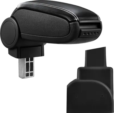 Immagine prodotto di [Bracciolo centrale, perfetto per Opel Zafira A, anni 1999 - 2005 - bracciolo con vano portaoggetti - rivestito - Similcuoio nera con cuciture bianche