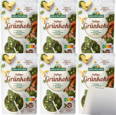 Produktbild von Spreewaldhof Grünkohl Fix und Fertig mit Kartoffelstückchen und Schmalz 6er Pack (6x400g Packung) + usy Block
