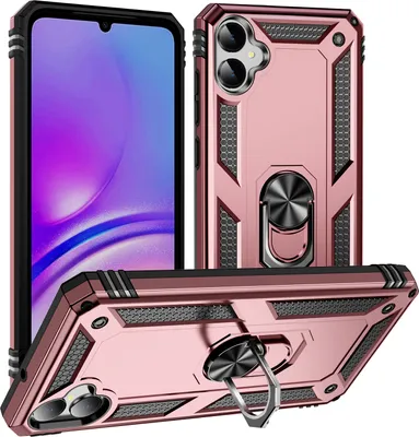 Produktbild von Schutzhülle für Samsung Galaxy A05 Dual Layer Robust Militäre Fallschutz Hülle mit Ringhalterung Ständer Roségold