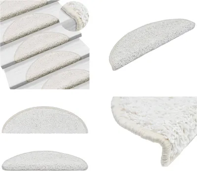 Immagine prodotto di vidaXL Tappetini per scale 15 pz. Bianco 56x17x3 cm - Tappetino per scale - Tappetino per gradini - Tappetino per gradini