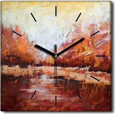 Produktbild von Coloray Uhr auf Leinwand 30x30 cm Wand Uhr Dekoration Wohnzimmer Segeltuch schwarze Hände -Herbstlandschaftswald