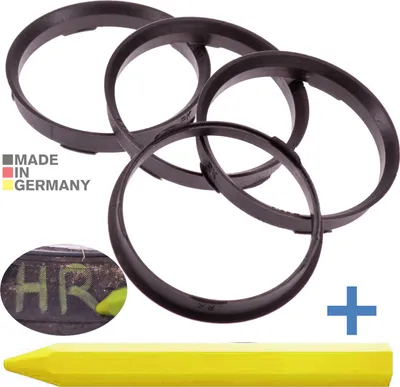 Produktbild von 4X Zentrierringe 67,0 x 63,4 mm Dunkelbraun Felgen Ringe + 1x Reifen Kreide Fett Stift