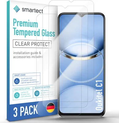 Produktbild von 3x Schutzglas Panzerfolie Klar für Oukitel C1 Displayschutz Hartglas Glas