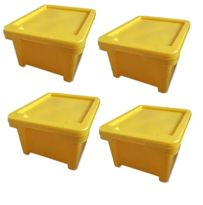 Produktbild von 4er Set Drehstapelbox Multibox Lagerbox Aufbewahrung Kiste Farbe gelb 20 L mit Deckel