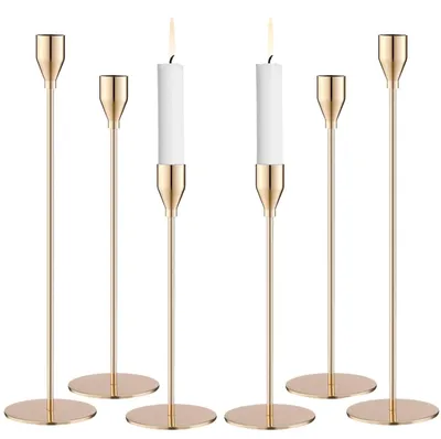 Image de Ensemble de 6 bougeoirs dorés pour la table