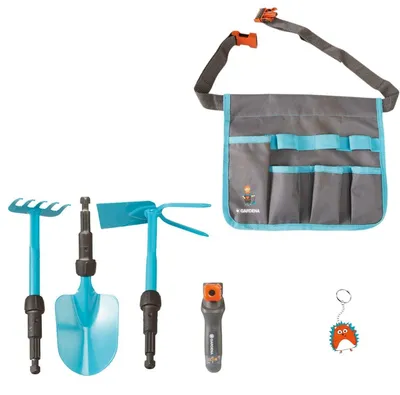 Productafbeelding van Gardena Tuingereedschapset voor Kinderen met Tas – Kindertuingereedschap Set met Schep Hark en Schoffel – Buitenspeelgoed