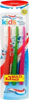 Zdjęcie produktu dla Aquafresh szczoteczki do zębów dla dzieci 0-7 lat, miękkie, 3 szt