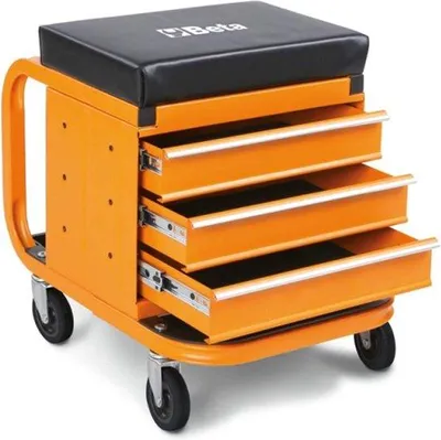 Image de Chaise de bureau à 3 tiroirs, à hauteur réglable, 4 roulettes, 45 cm, orange