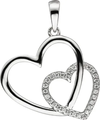 Produktbild von JOBO Anhänger Herz Herzen 925 Sterling Silber 28 Zirkonia Silberanhänger Silberherz