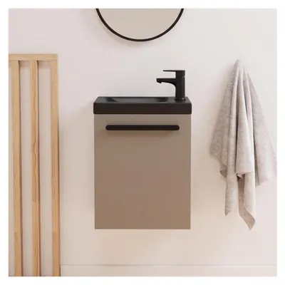 Image de Ensemble lave-mains suspendu NEVADA avec robinet noir