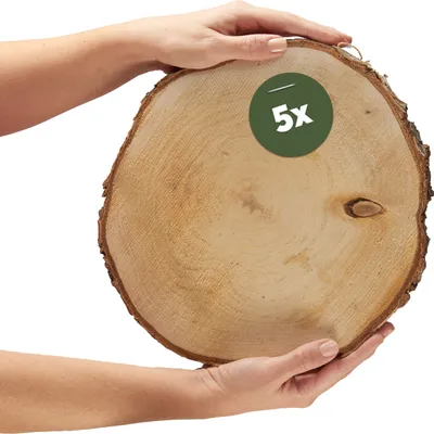 Produktbild von Große 30 cm Baumscheiben 5er Pack zum Holz-Deko Basteln