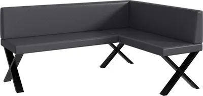 Produktbild von MEBLINI Eckbank für Esszimmer - Küchenbank - Essecke - Sitzecke Küche - ERIC - X-Beine 128x168x87cm Rechts - Grau Kunstleder