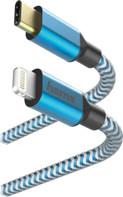 Produktbild von Schnelllade-/Datenkabel "Reflective", USB-C - Lightning, 1,5 m, blau (