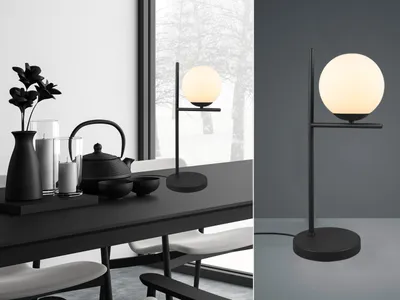Produktbild von TRIO-Leuchten Tischleuchte PURE BH 18x52 cm schwarz Tischlampe Klemmleuchte