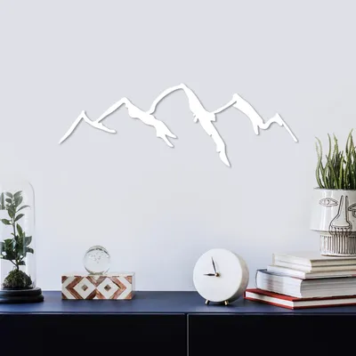 Immagine prodotto di Wallity, Mountain - 4, Accessorio decorativo da parete in metallo, 100 % METALLO, Nero, 66 x 23 cm