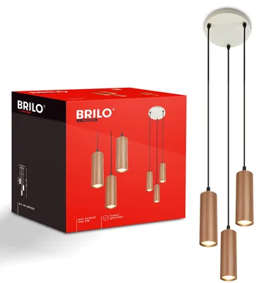 Obrázek produktu pro BRILONER – Závěsné svítidlo, výškově nastavitelné, patice GU10, barva: hnědá, maximální délka kabelu: 120 cm