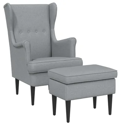 Image de vidaXL : 2 fauteuils avec repose-pieds, tissu gris clair