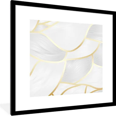 Produktbild von MuchoWow® Gerahmtes Poster Abstraktes Muster mit goldenen Linien 40x40 cm - Poster mit Schwarzem Bilderrahmen Wandposter Rahmen Foto Bilder - Poster - Plakat im Rahmen