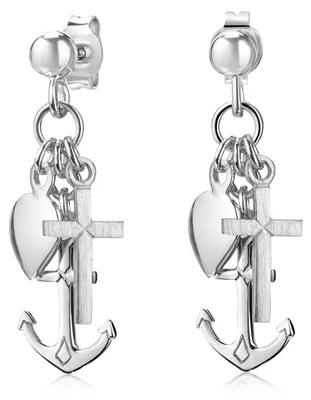 Produktbild von MATERIA Glaube Liebe Hoffnung Ohrringe Silber 925 - Anker Kreuz Herz Ohrstecker inkl. Box #SO-251