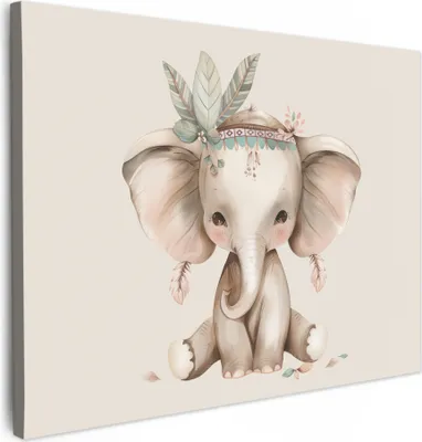 Produktbild von Wanddeko 40x30 cm - Kinder Bohemian - Elefant - Boho, Wandbilder, Wanddeko Wohnzimmer, Bild