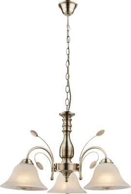 Obrázek produktu pro Globo Lighting lustr kovová mosaz, sklo, bílá, kabel PVC champagne, ø: 570mm, V: 1000mm, bez 3x E27 60W 230V