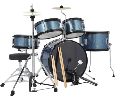 Immagine prodotto di Batteria, set da 5 pezzi, con sgabello regolabile incluso, blu
