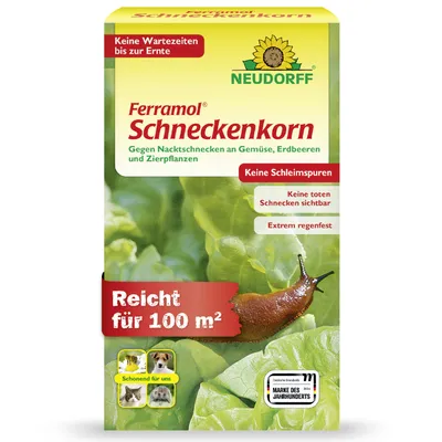 Produktbild von Neudorff Ferramol Schneckenkorn 500g für 100 m² gegen Nacktschnecken im Garten, regenfest natürlich biologisch, ohne Schleimspuren, haustierfreundlich