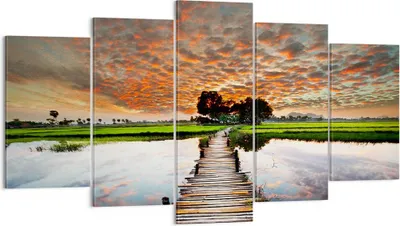 Produktbild von Bild auf Leinwand - Leinwandbild - Asien brücke see natur - 160x85cm - Wand Bild - Wanddeko - Leinwanddruck - Bilder - Kunstdruck - Wanddekoration - Leinwand bilder - Wandkunst - EA160x85-2132