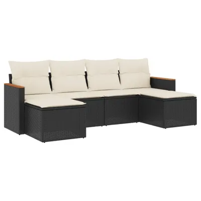 Produktbild von vidaXL 6-tlg. Garten-Sofagarnitur mit Kissen Schwarz Poly Rattan