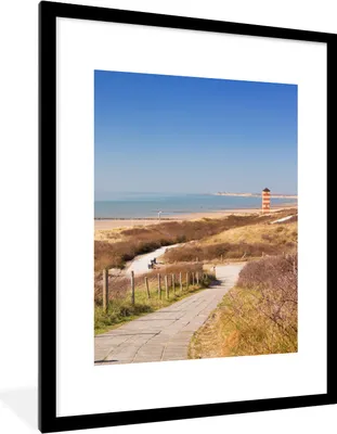 Produktbild von MuchoWow® Gerahmtes Poster Strand - Meer - Leuchtturm - Niederlande 60x80 cm - Poster mit Schwarzem Bilderrahmen Wandposter Rahmen Foto Bilder - Wohnzimmer - Dekorationen - Prämie