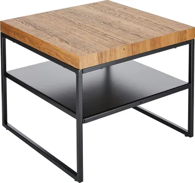 Produktbild von Stolik kawowy Vista 1, stolik kawowy, MDF imitacja dębu, brązowy, czarna metalowa rama - 50 x 50 cm