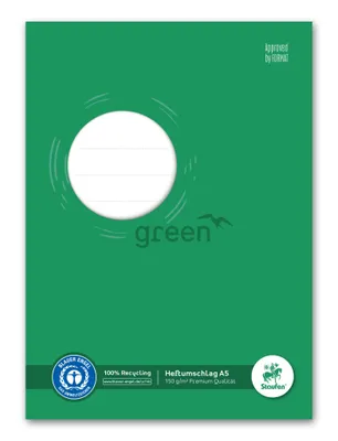 Imagen del producto de Staufen® green 794004511: Protector de hojas, formato A5, 150 g, color verde, fabricado con materiales reciclados
