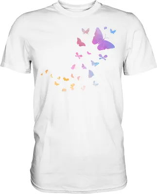 Produktbild von Aquarell Schmetterlinge T-Shirt – White / M