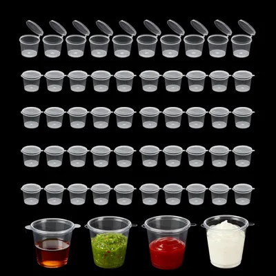 Produktbild von Kleine Plastikbehälter mit Deckel, 25 ml, wiederverwendbar, für Saucen und Gewürze