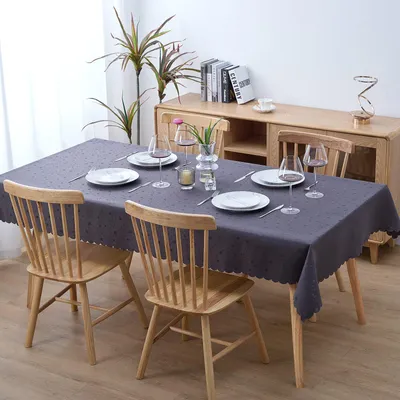 Produktbild von UnboxG Tischdecke 130x220 cm Dunkelgrau, Wasserabweisend mit Lotuseffekt, Kratzfest & Knitterfrei, Jacquard Muster, Ultraschallschnitt-Saum für Esstisch & Restaurant
