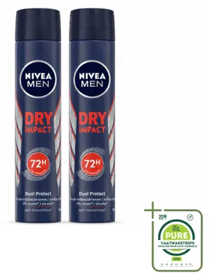 Immagine prodotto di 2 x NIVEA MEN Deodorante spray Anti-sudore Dry Impact, 200 ml - Confezione grande - 2 pezzi