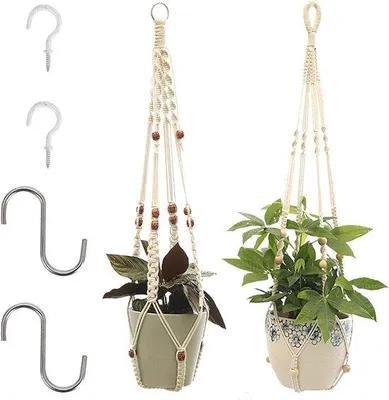 Immagine prodotto di Lampada da soffitto in macramè con fiori in cotone, 90 cm, decorazione da parete