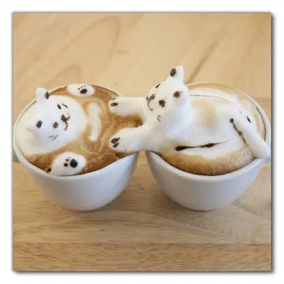 Produktbild von Wallario selbstklebende Möbelfolie/ Tischdecke für Innen und Außen, Größe: 50 x 50 cm - Süße Milchschaum Katzen auf Kaffee
