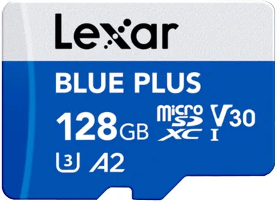 Produktbild von Lexar BLUE PLUS, 128 GB, MicroSDXC, UHS-I, 170 MB/s, Class 3 (U3), V30
