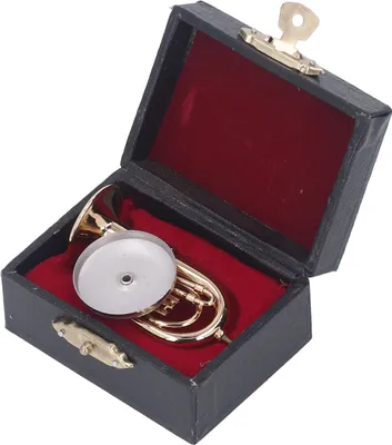 Immagine prodotto di Modello di tuba in miniatura, modello di tuba in miniatura, modello di tuba per casa delle bambole, modello di tuba giocattolo, strumento musicale in miniatura, modello di strumento musicale