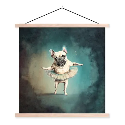 Produktbild von MuchoWow® Textilposter Hund - Tutu - Ballett - Abstrakt - Porträt - Kind 60x60 cm mit holzfarbenen Rahmen - Wanddekoration