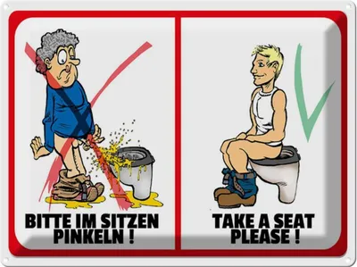 Produktbild von vianmo Blechschild 30x40 cm Bitte im Sitzen pinkeln Spruch Zitat
