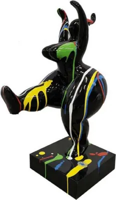 Produktbild von Casa Padrino Luxus Deko Skulptur Schwarz / Mehrfarbig H. 85 cm - Große Deko Figur - XXL Deko Skulptur - XXL Deko Figur - Wohnzimmer Deko - Garten Deko - Luxus Deko XXL Skulpturen & Figuren