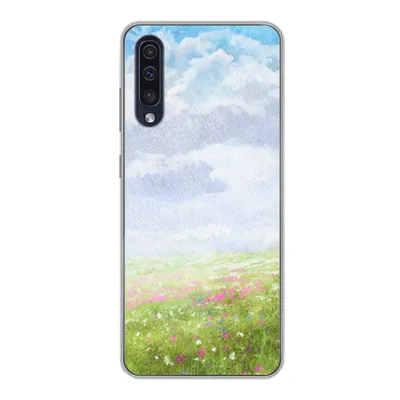 Produktbild von MuchoWow® Handyhülle Schutzhülle Hülle für Samsung Galaxy A30s Aquarell - Blumen - Landschaft Silikon Softcase Handy Hülle - Karteninhaber