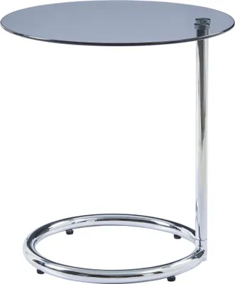 Obrázek produktu pro Odkládací stolek "Ylivieska" se skleněnou deskou 46 x Ø45 cm kulatý chromovaný / šedé sklo