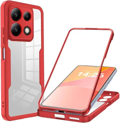 Produktbild von 360 Grad Handyhülle für Xiaomi Redmi Note 13 5G Full Cover Rundum Schutz Farbe: Rot