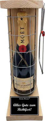 Produktbild von Moet - Alles Gute zum Richtfest - Eiserne Reserve Gitterkäfig Geschenk zum Richtfest